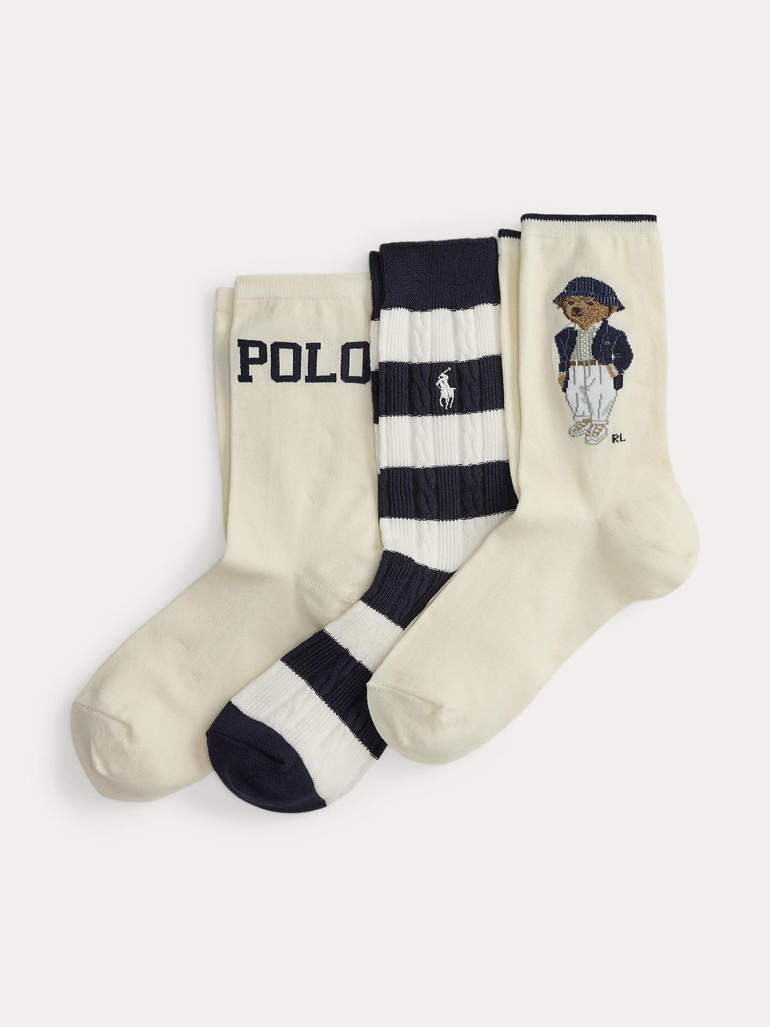 Polo bear striped crew sock