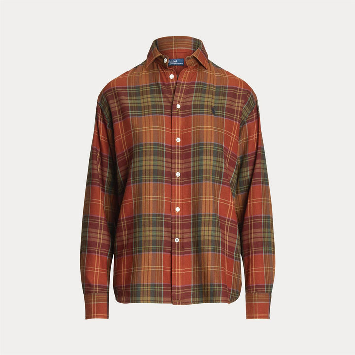 Relaxed fit plaid cotton shirt