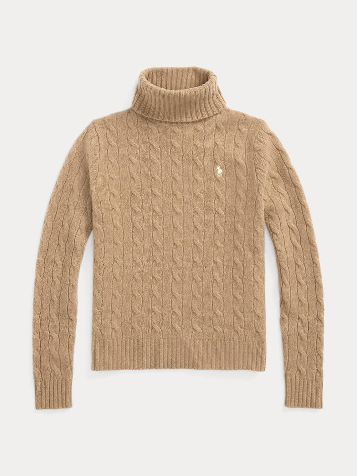 Wool Cashmere Cable Turtleneck