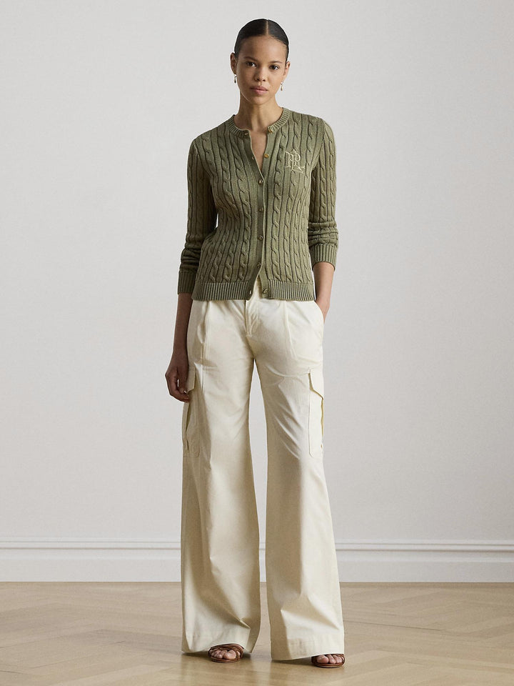 Cable knit cotton cardigan