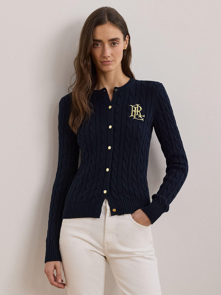 Cable knit cotton cardigan