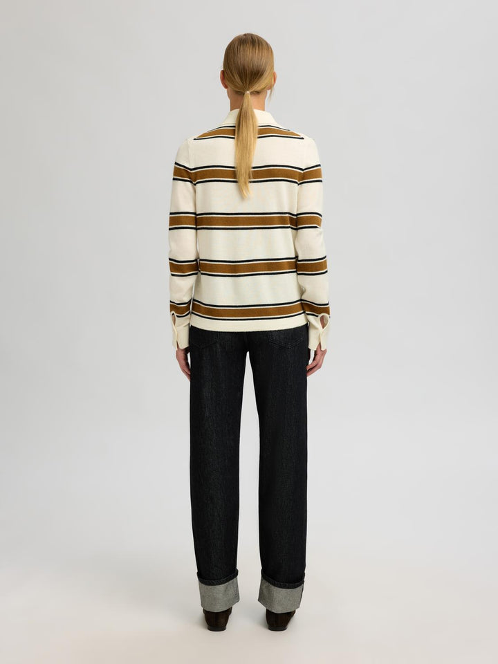 Slfthea Ls Knit Button Collar Neck