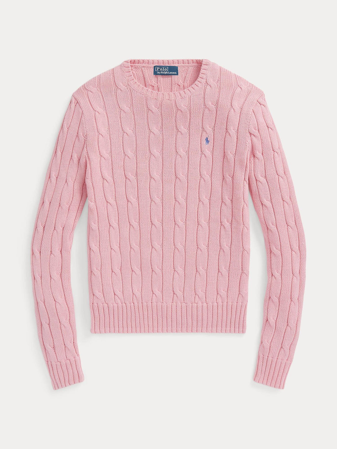 Cable knit cotton crewneck