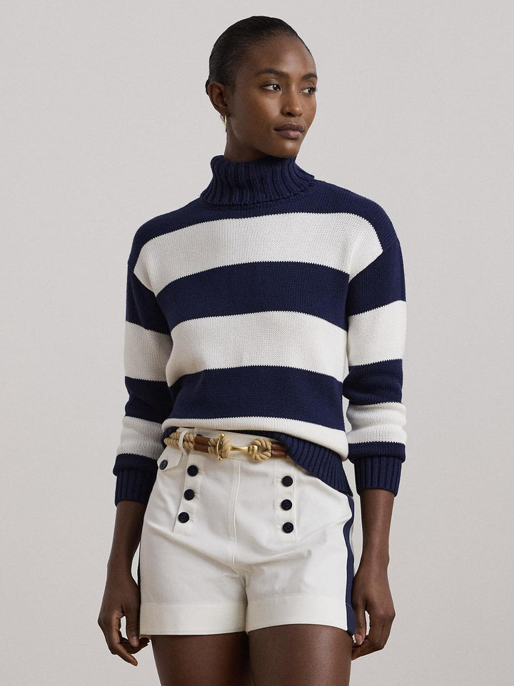 Striped cotton turtleneck