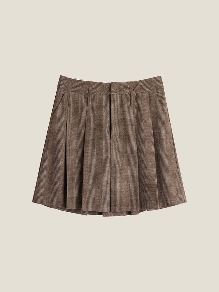 School 25 wool check skirt