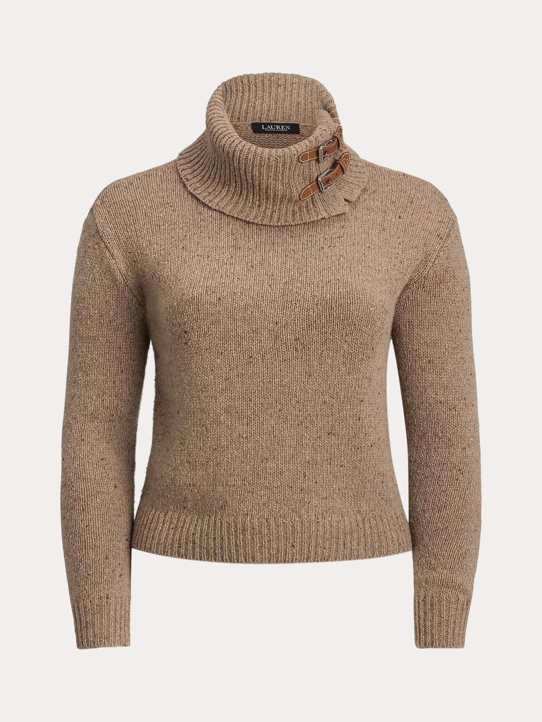 Buckle trim melange sweater