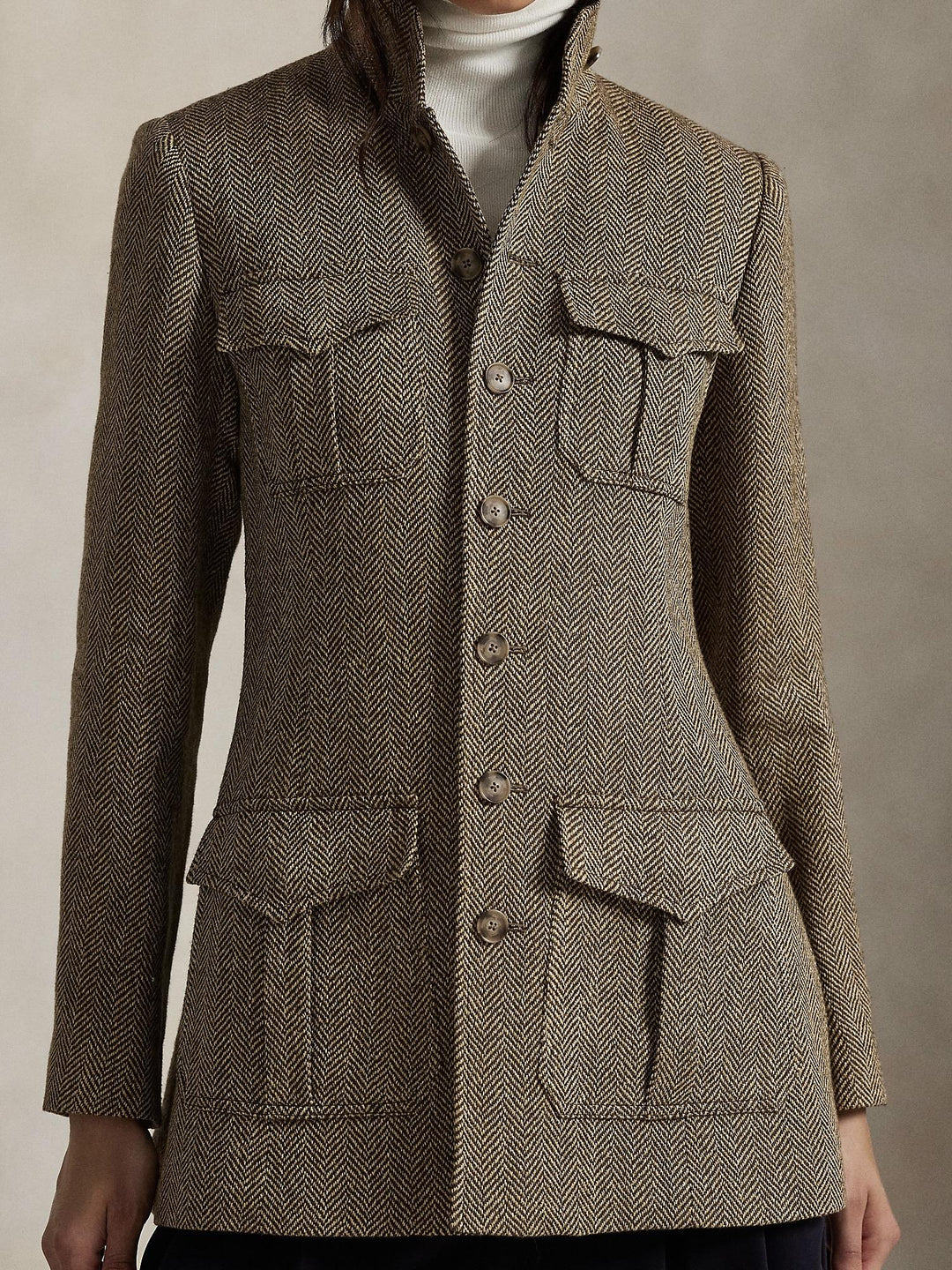 Linen Blend Herringbone Jacket