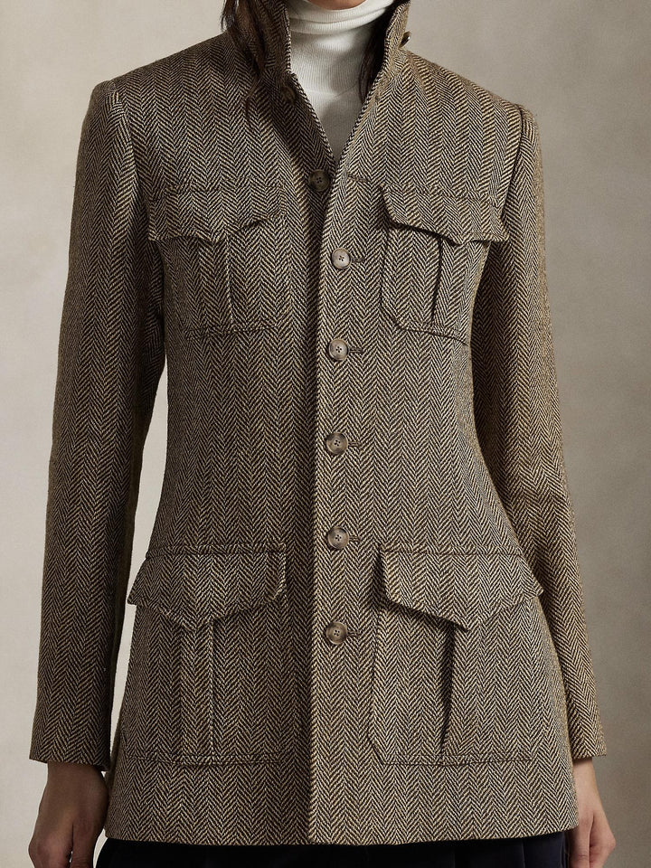 Linen Blend Herringbone Jacket