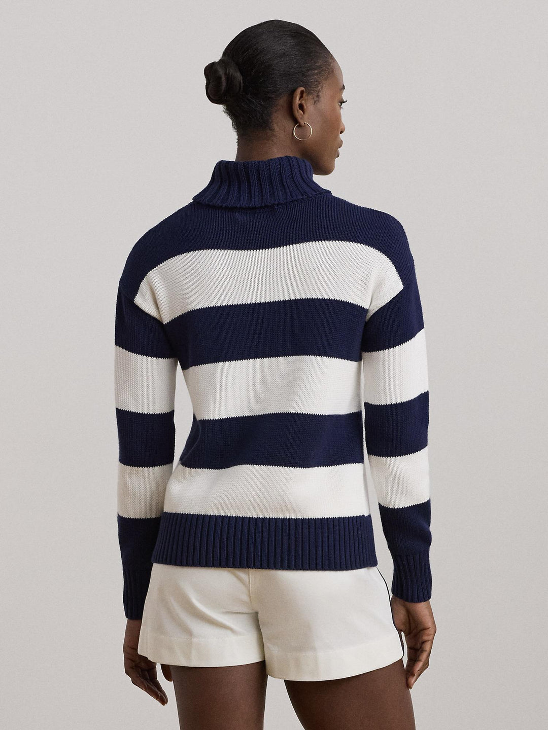 Striped cotton turtleneck