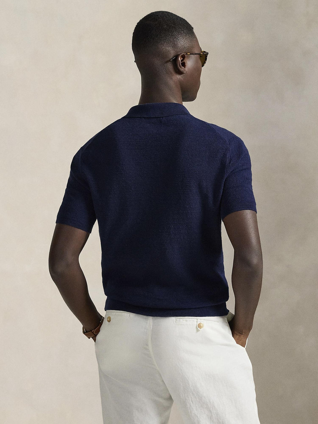 Cotton linen polo sweater