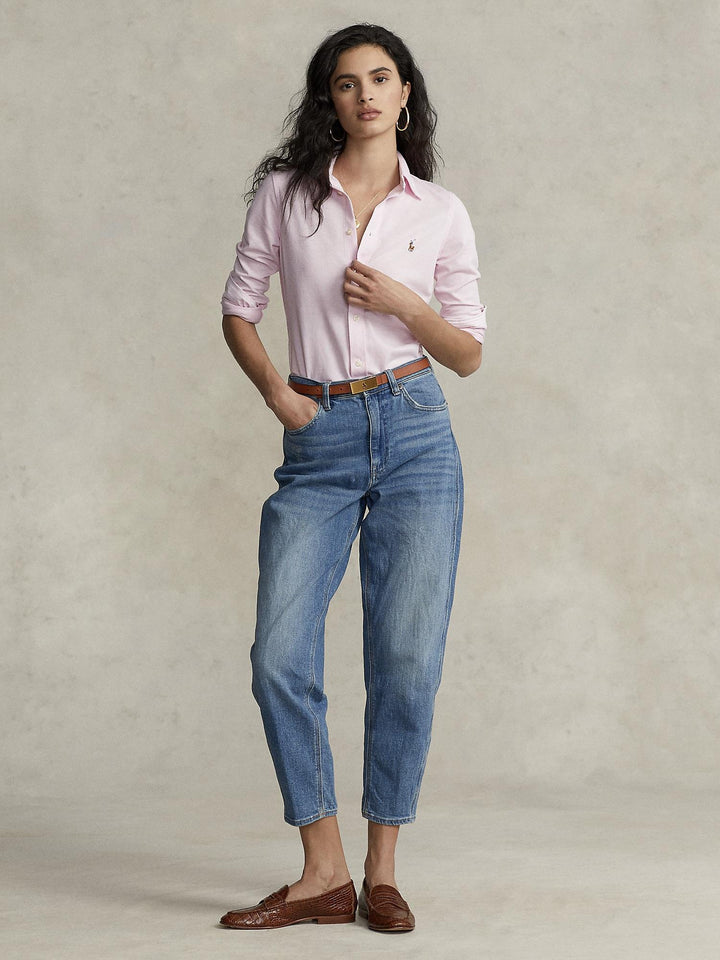 Slim fit knit cotton oxford shirt