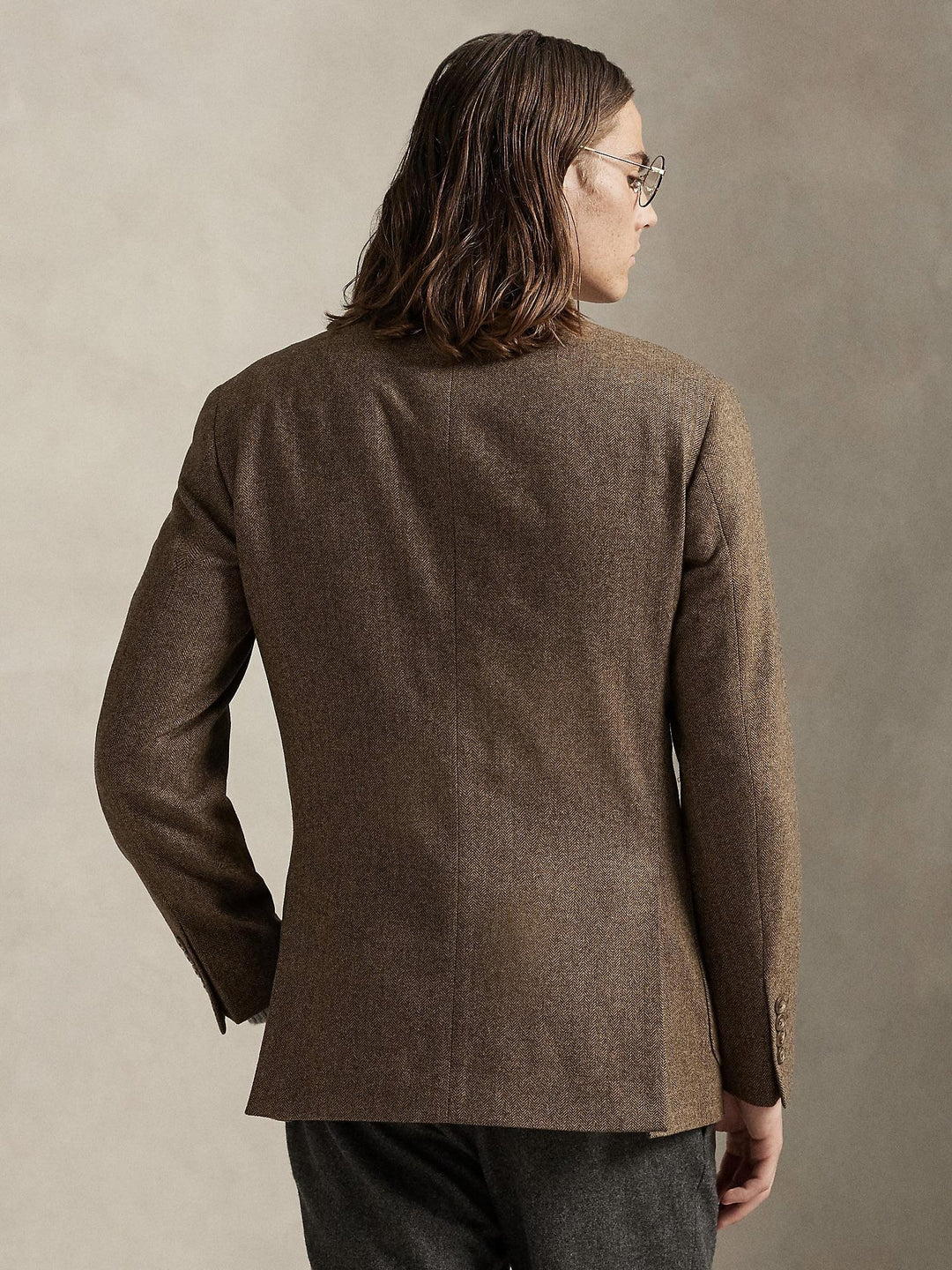 Modern fit herringbone coat
