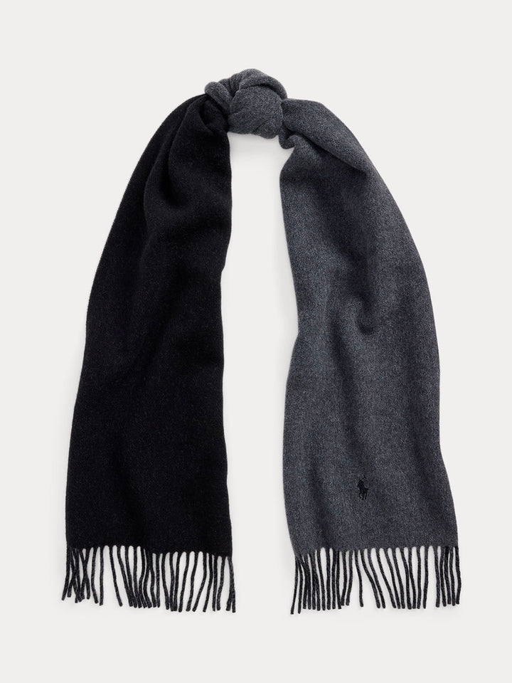 Fringe trim wool scarf