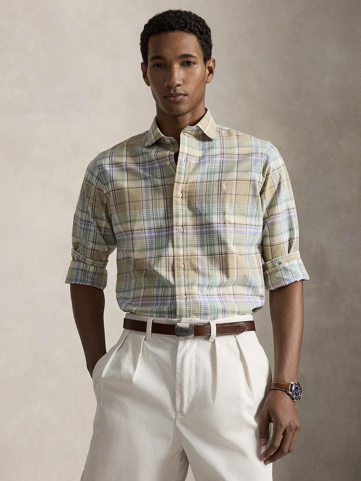 Custom fit plaid oxford shirt