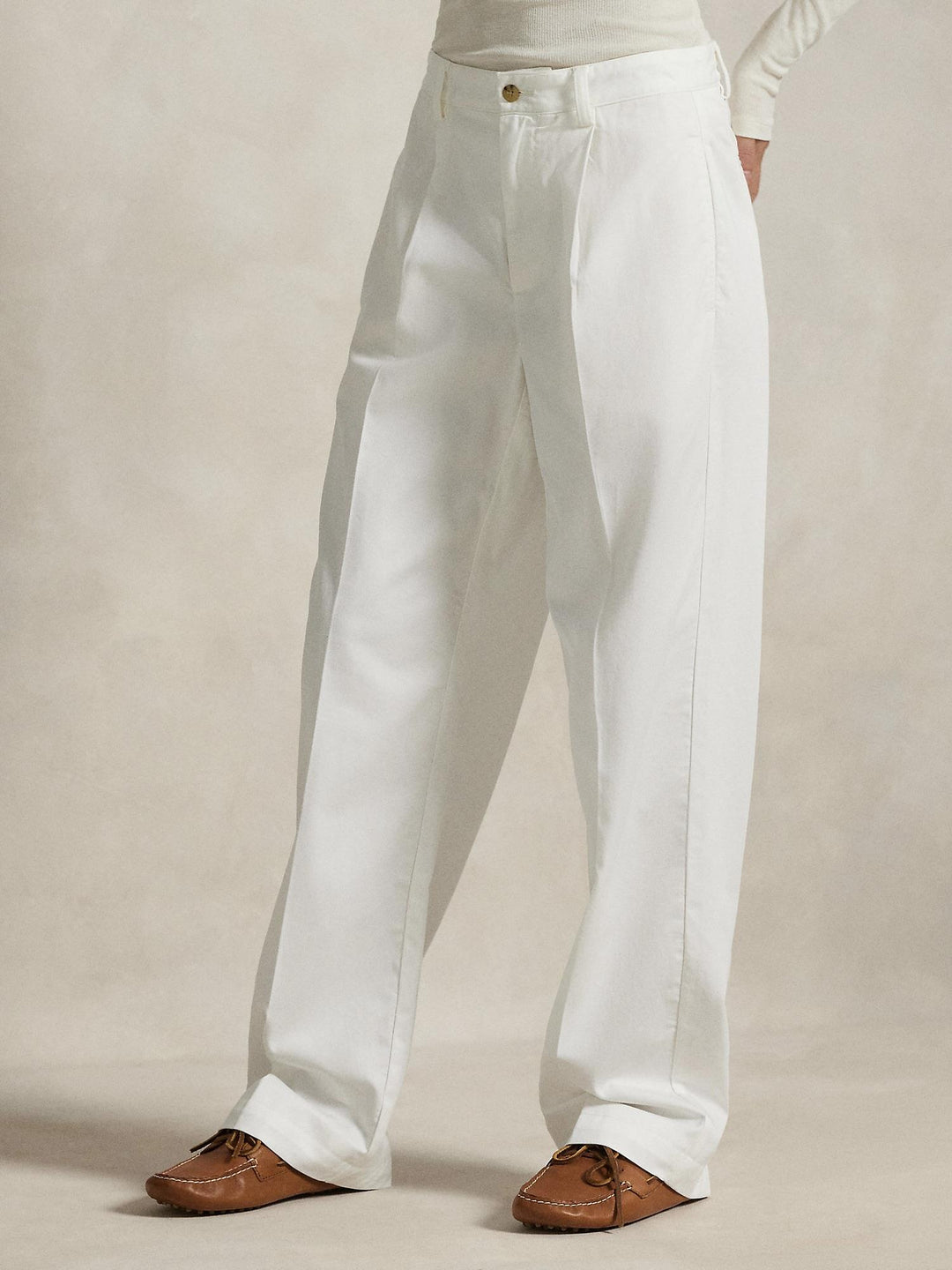 Pleated cotton relaxed pant