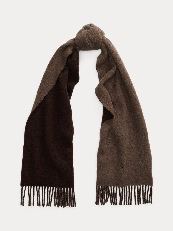 Fringe trim wool scarf