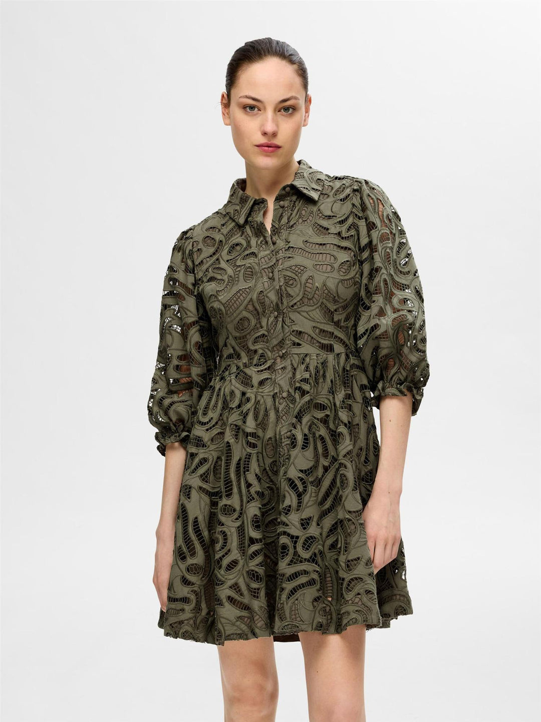 SlfAllia 3/4Short Shirt Broderi Dress