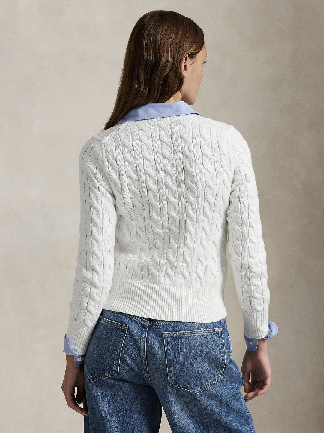 Cable knit cotton cardigan
