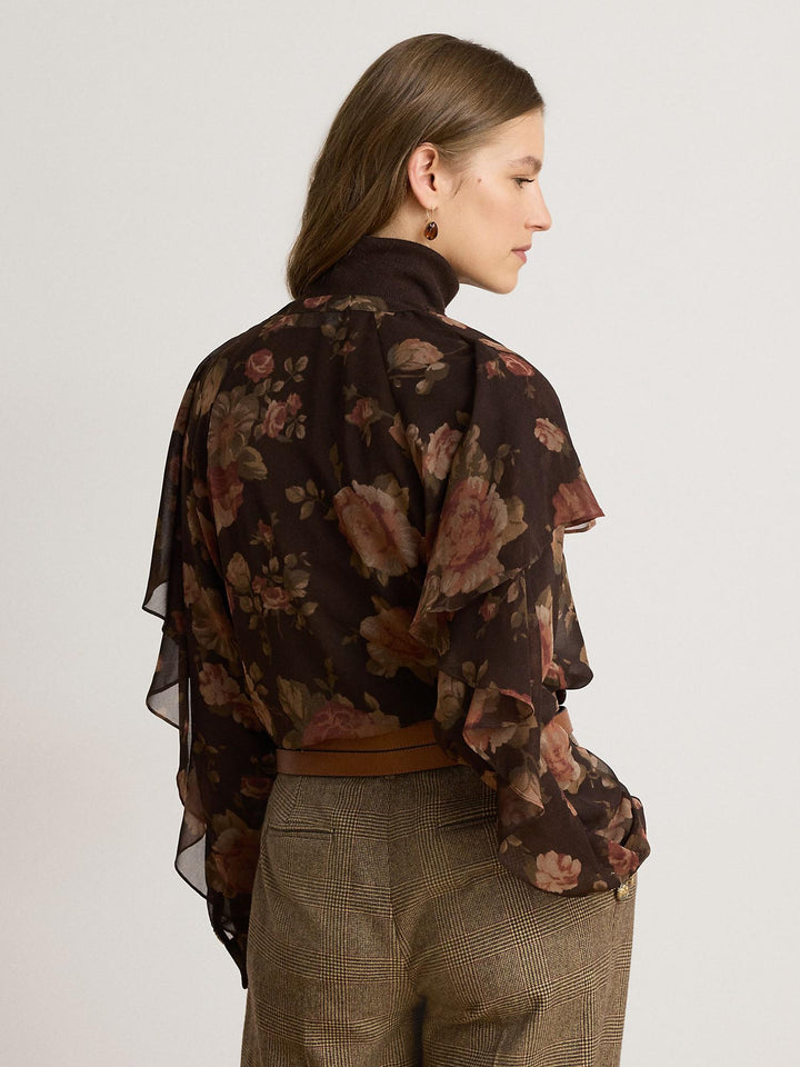 Floral Ciffon V-Neck Blouse