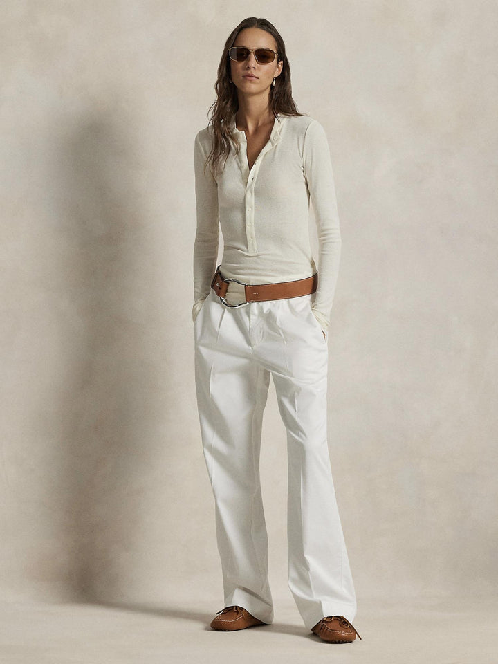 Pleated cotton relaxed pant