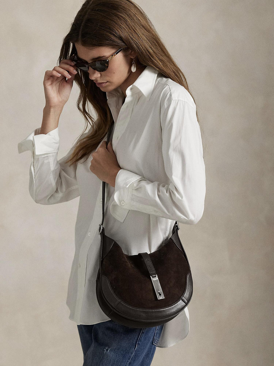 Polo Suede Leather Small Shoulder Bag