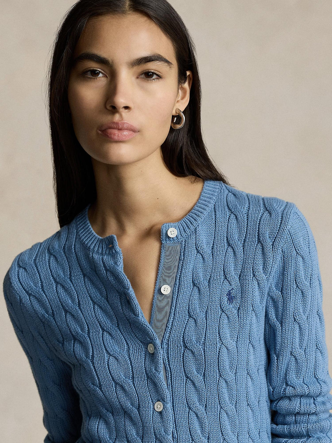 CABLE KNIT COTTON CARDIGAN