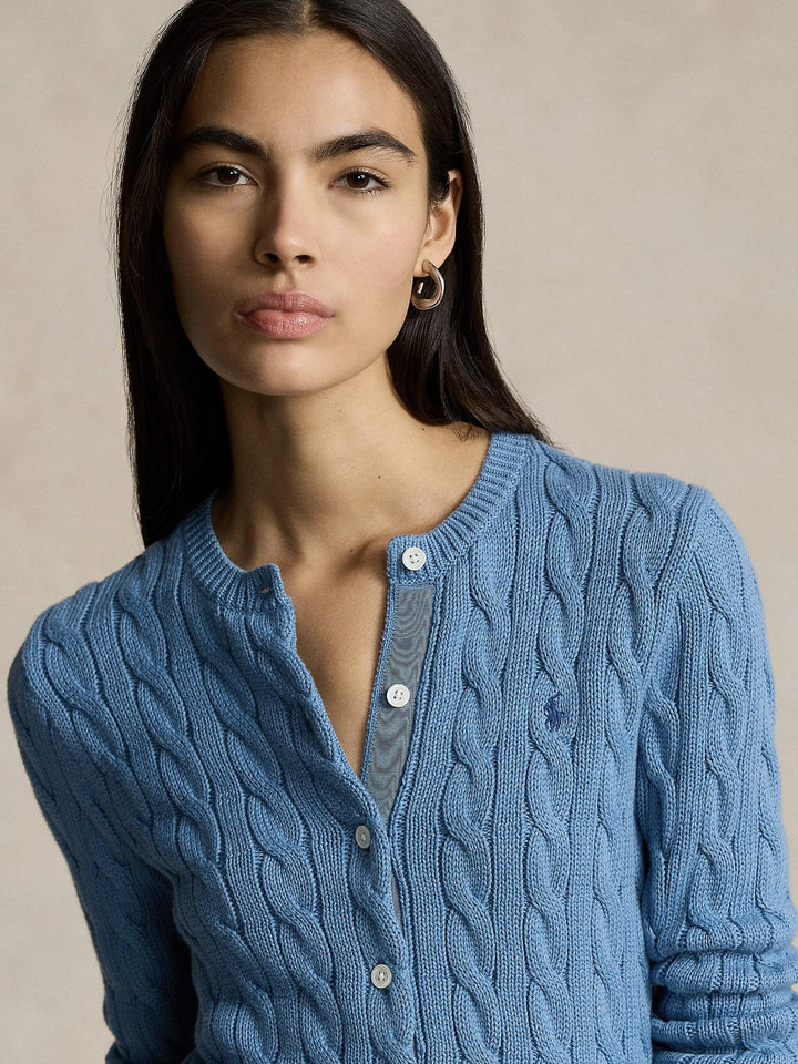 CABLE KNIT COTTON CARDIGAN