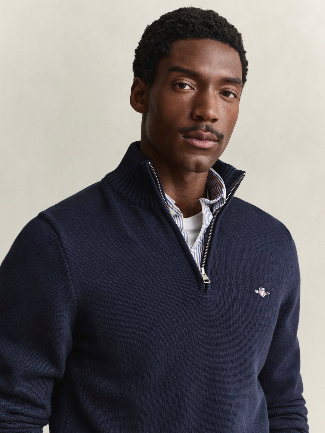 Cotton Knit Half-Zip Sweater