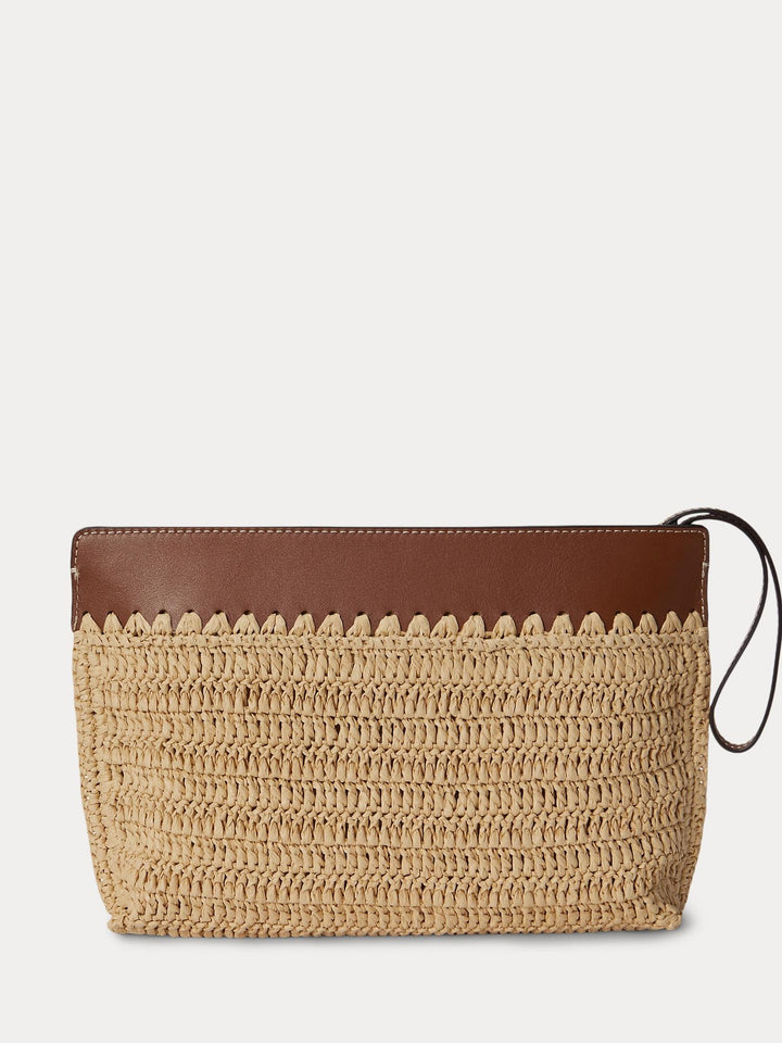 Crocheted straw pouch
