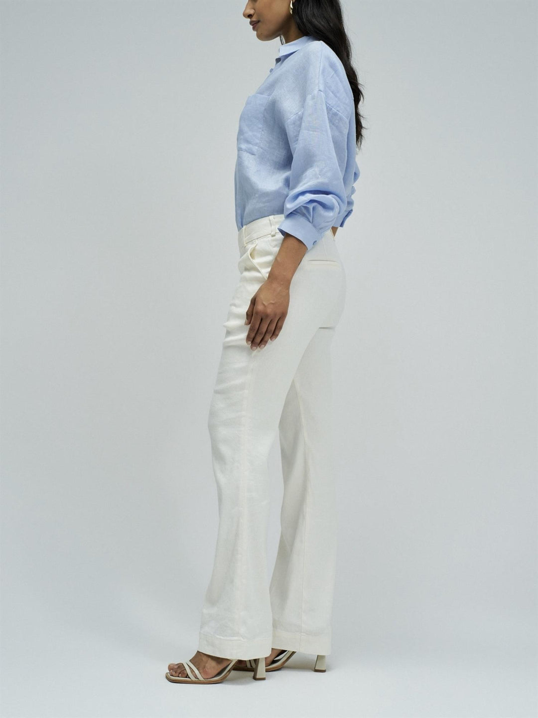 Chino flare linen trousers