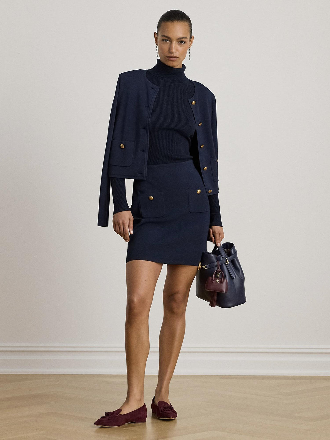 Button trim mini skirt