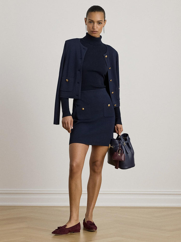 Button trim mini skirt