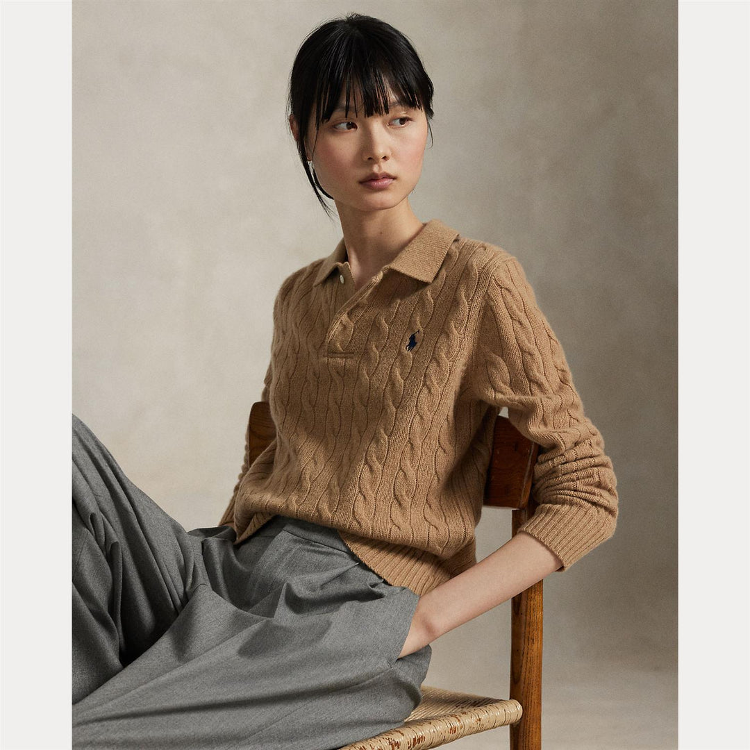 Wool cashmere polo sweater