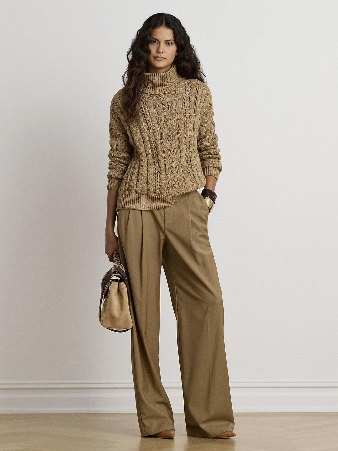 Marled cable knit sweater