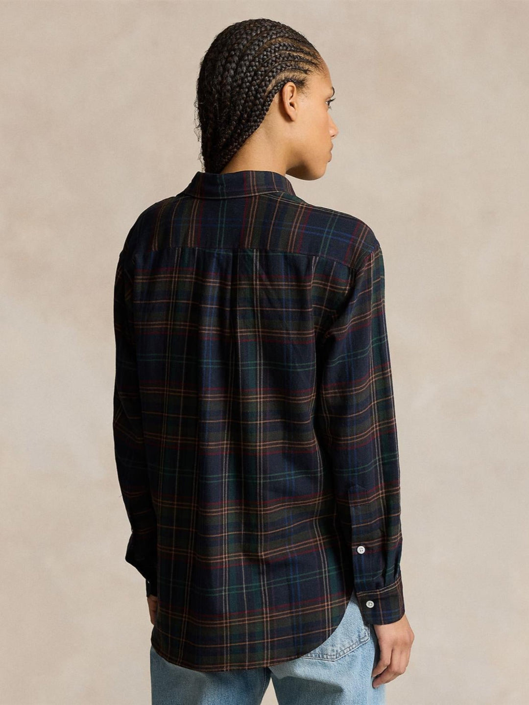 Relaxed fit plaid cotton shirt