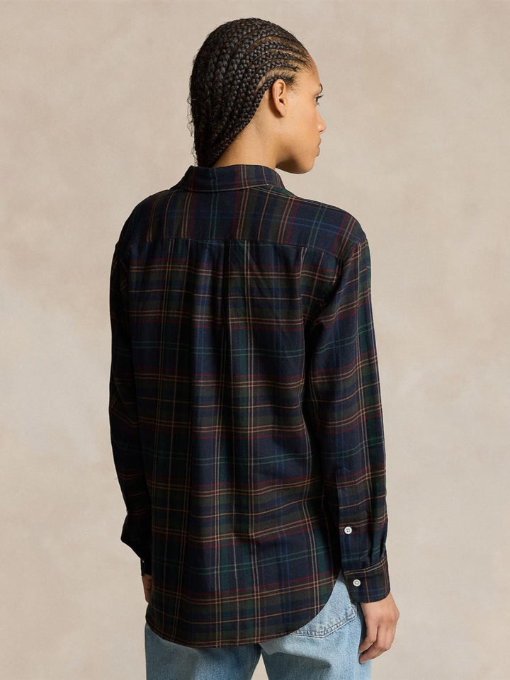 Relaxed fit plaid cotton shirt