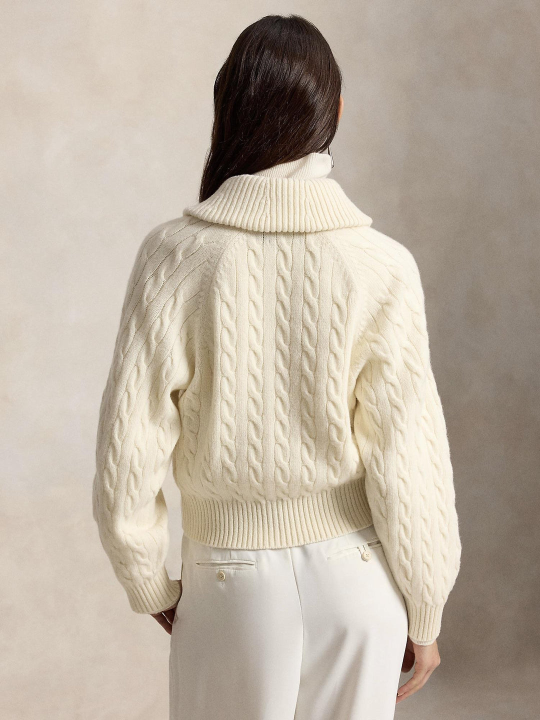 Cable Wool Cashmere Collared Cardigan