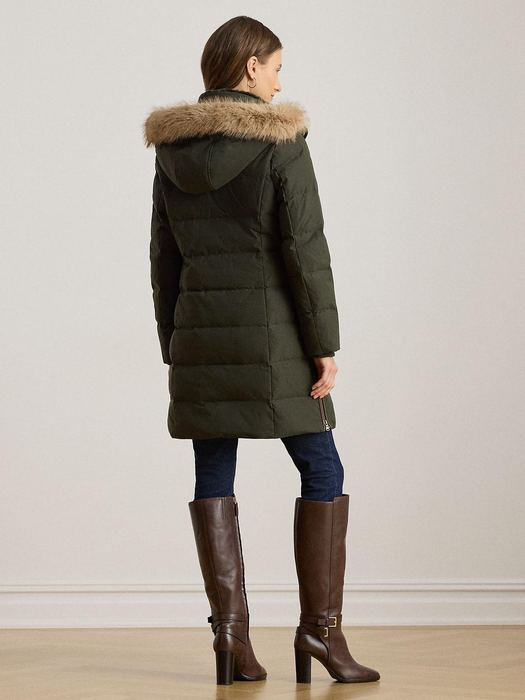 Faux Fur Trim Hooded Down Coat