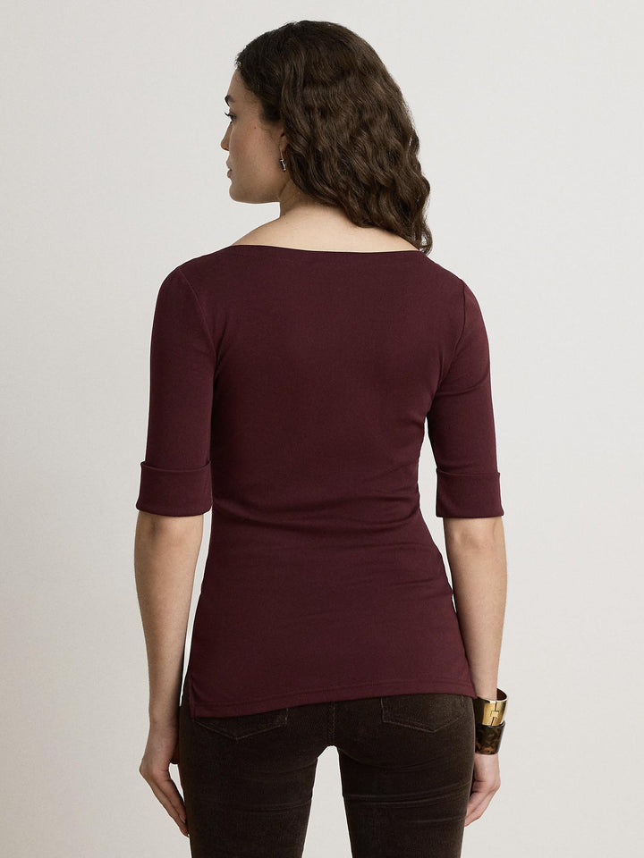 Stretch Cotton Boatneck Tee