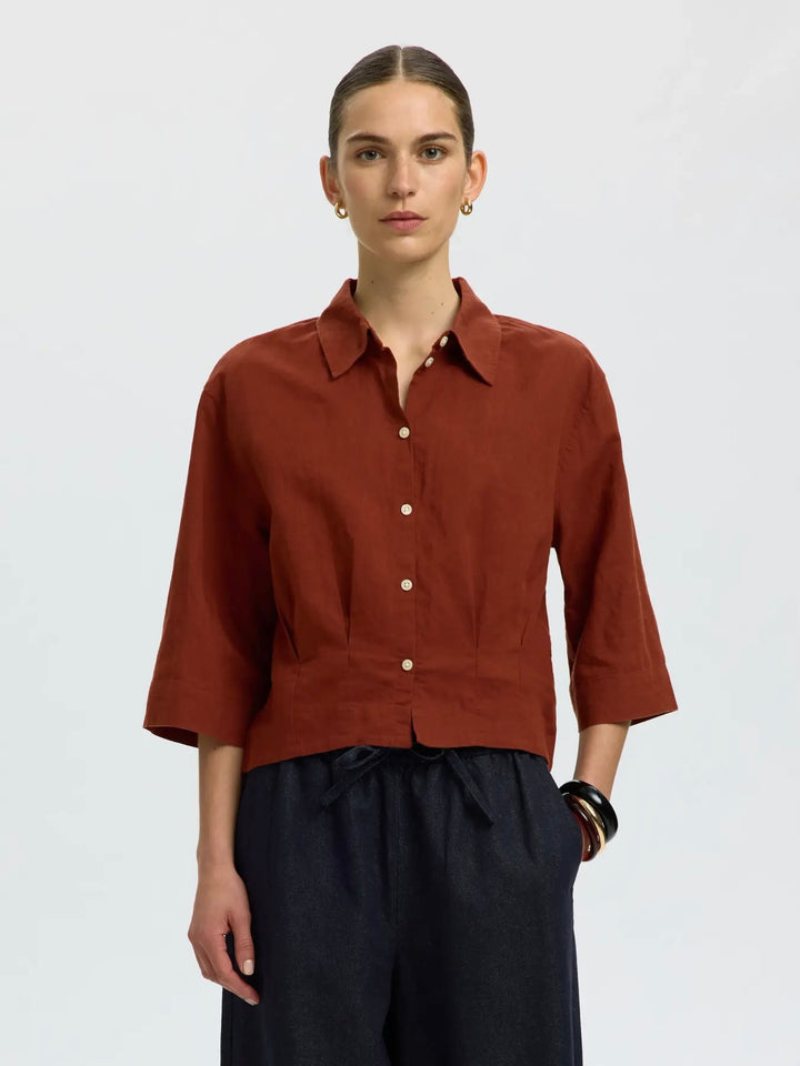 Slfcleo Regular 3/4 Cropped Shirt B