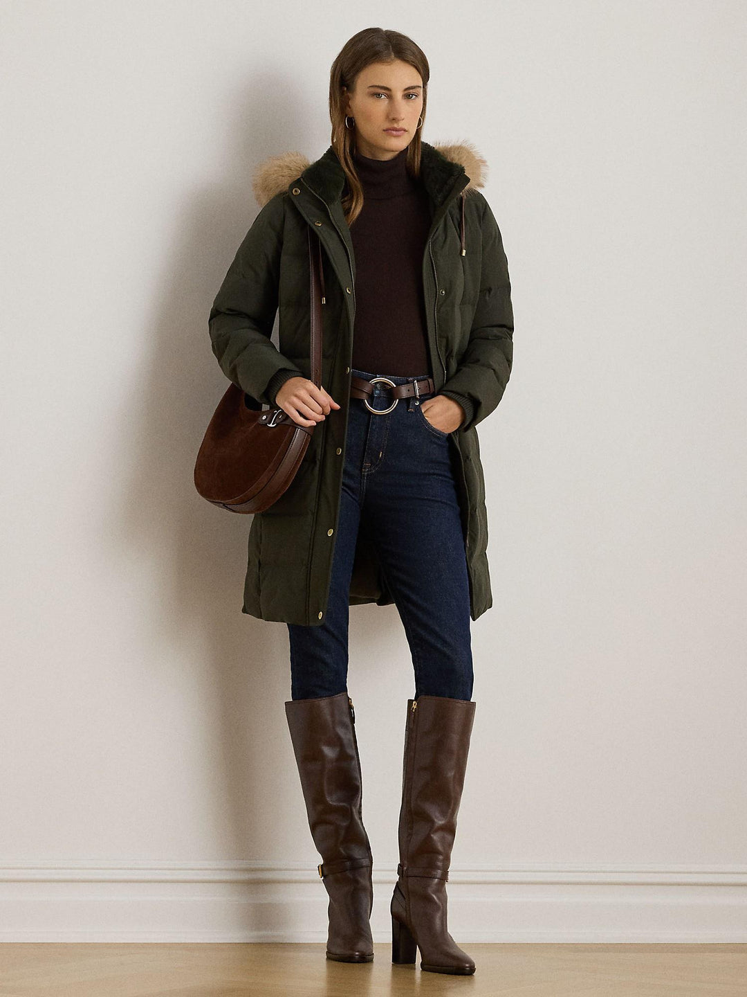 Faux Fur Trim Hooded Down Coat