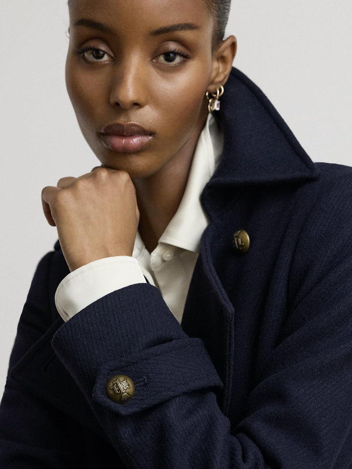 Wool-blend twill coat