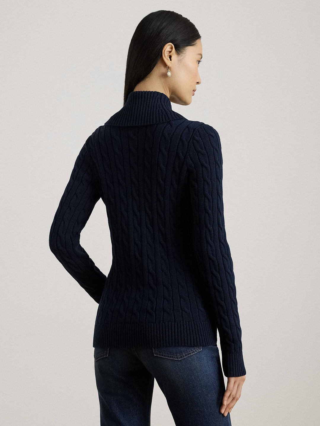 BUCKLE-TRIM CABLE SHAWL-COLLAR CARDIGAN