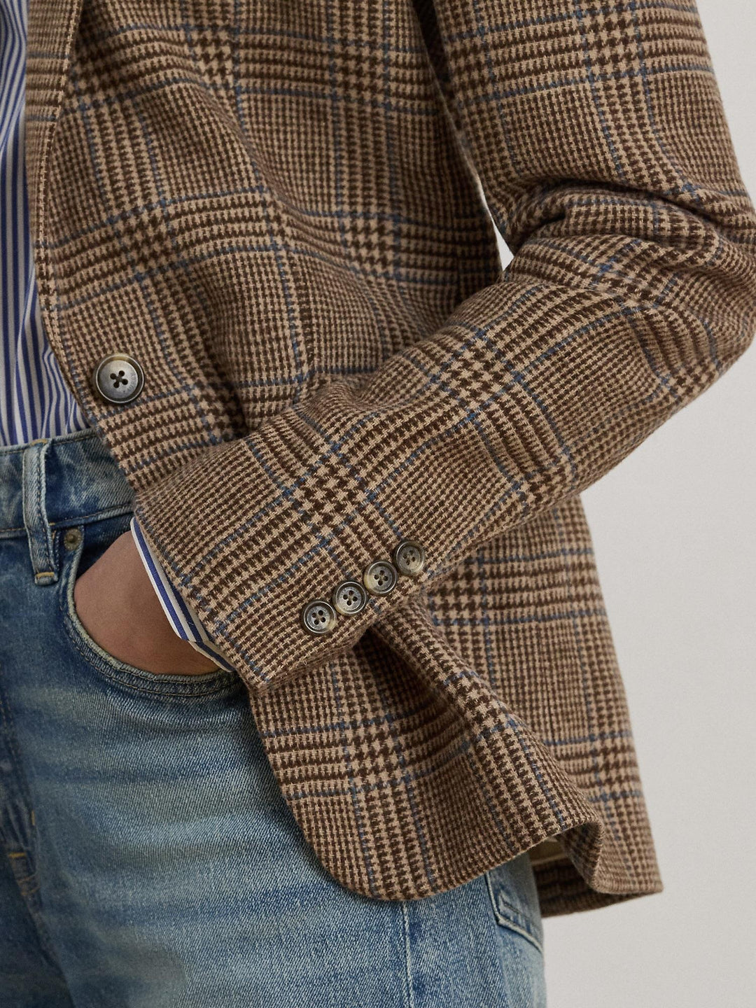 Glen Plaid Wool Blend Twill Blazer