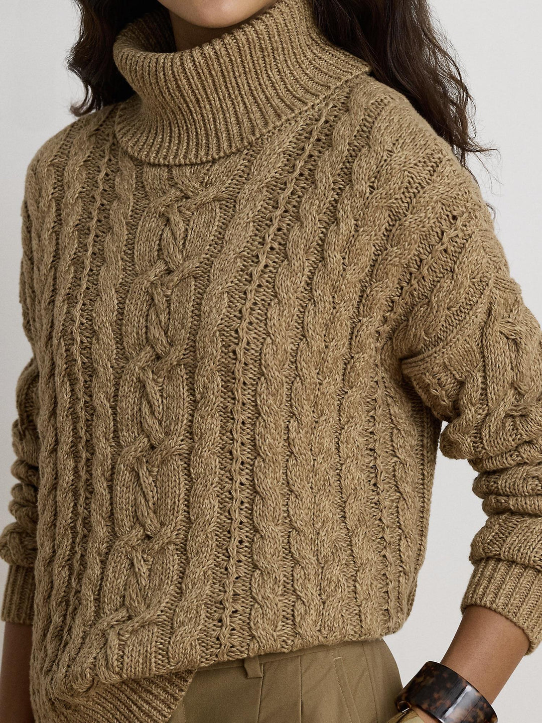 Marled cable knit sweater