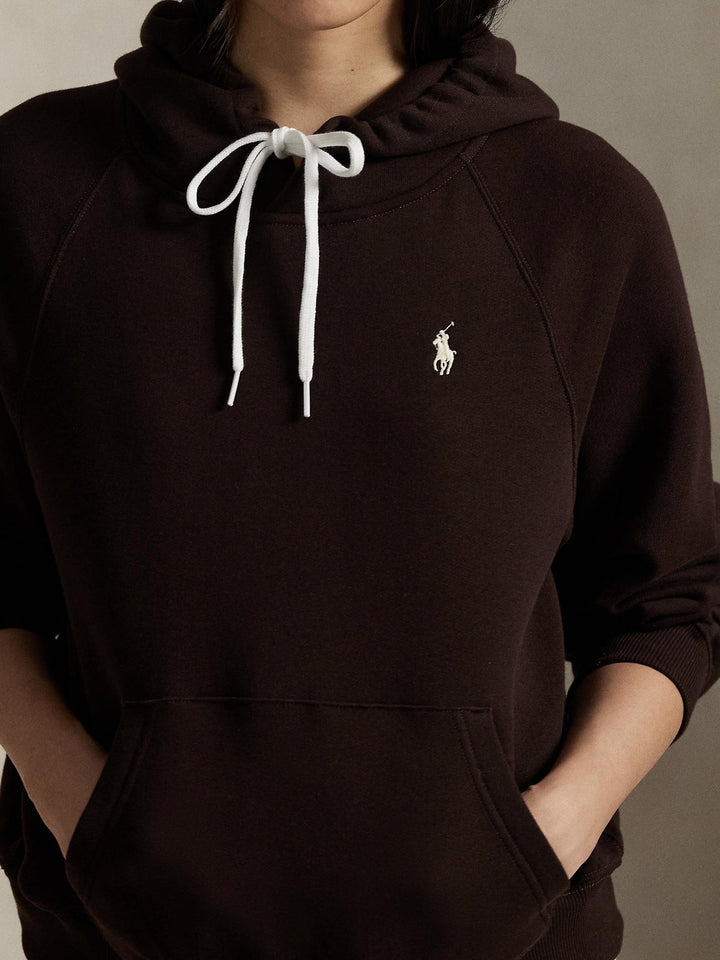Shrunken fit fleece hoodie