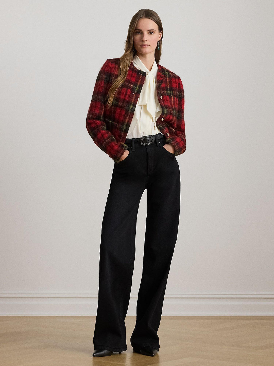 Plaid Mohair Cropped Jacket