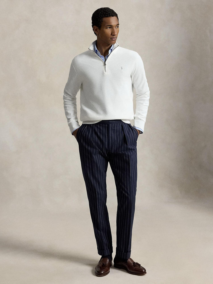 KNIT COTTON QUARTER ZIP SWEATER