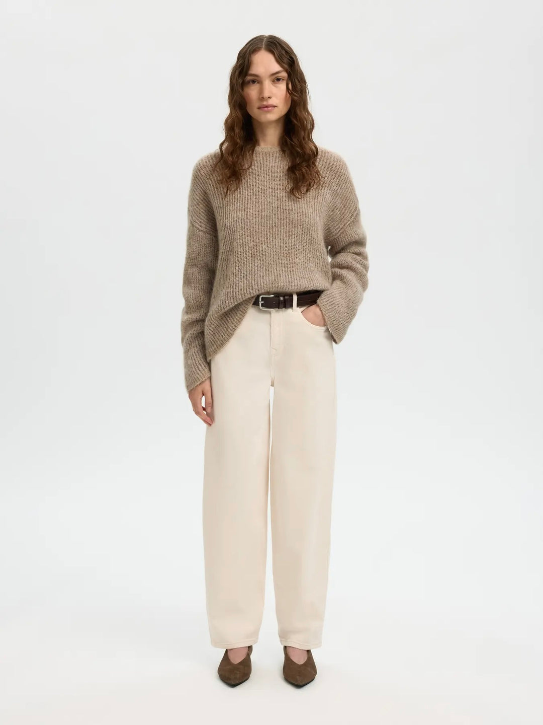 Slflulu Loose Ls Knit O-Neck