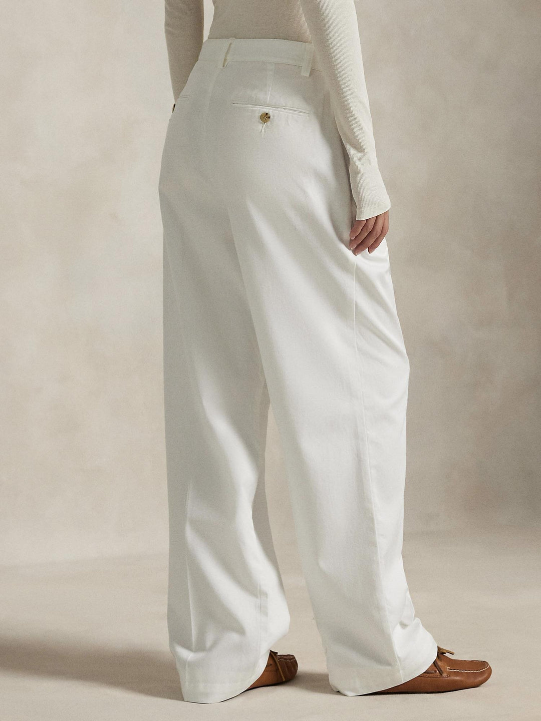 Pleated cotton relaxed pant